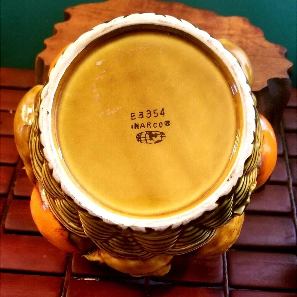 Vintage Inarco E3354 Covered Candy Dish Oranges Lemons Fruit Design 6.5